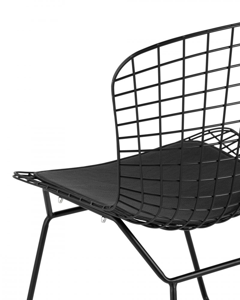 Стул обеденный Bertoia черный с черной подушкой фото 5