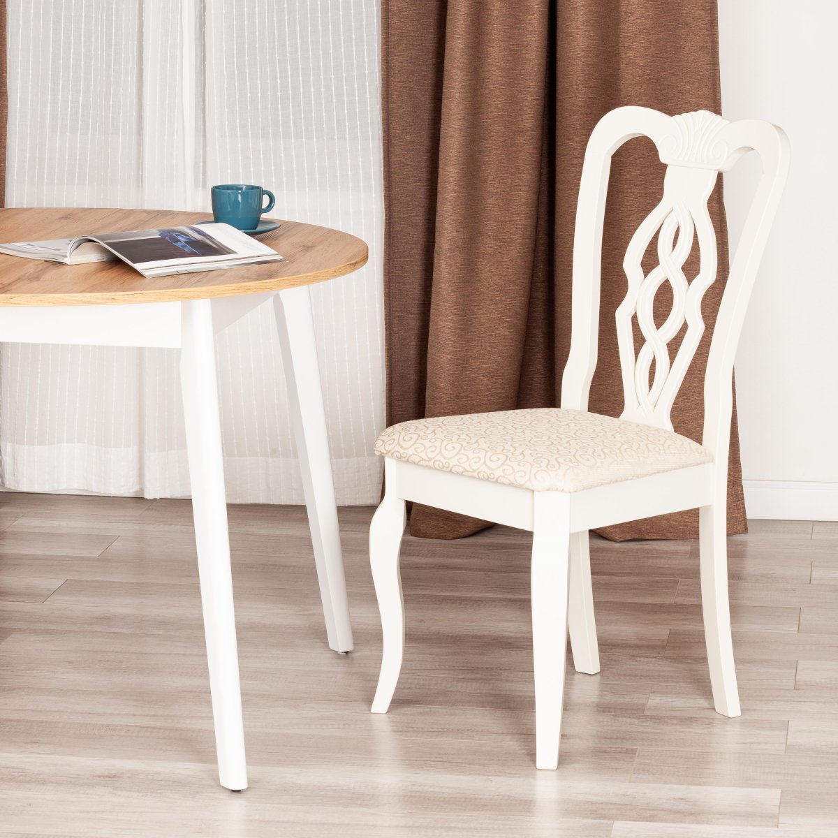 Стул Афродита Ivory white, ткань кремовая с рисунком А04 фото 12