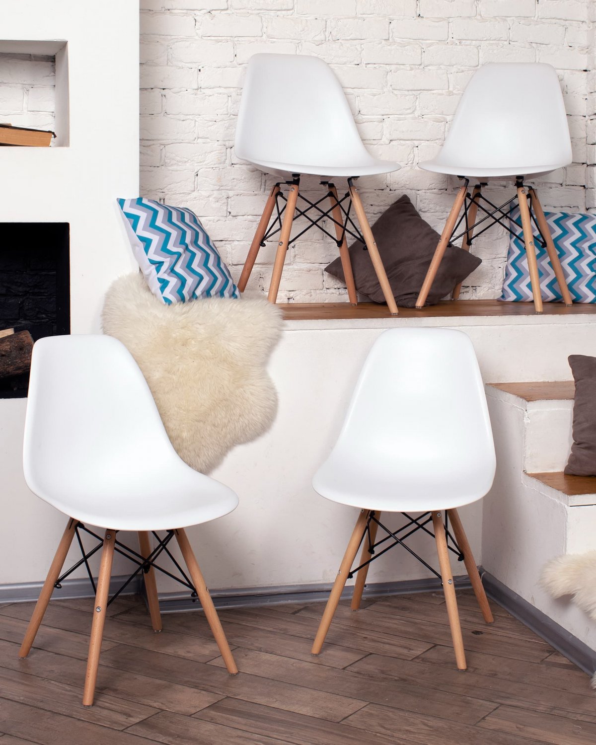 Стул Eames Style DSW белый x4 (разборный каркас) фото 5