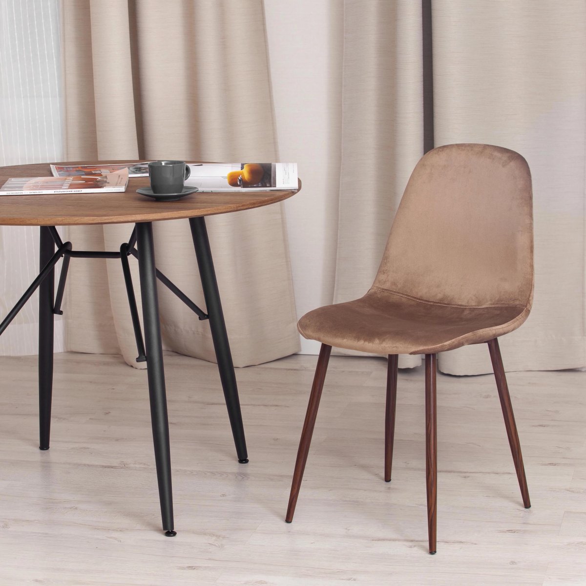 Стул Бриз/Breeze (мод.4724)/1 шт. в упаковке велюр/металл, 44х53х87см, коричневый (HLR11)/орех фото 5