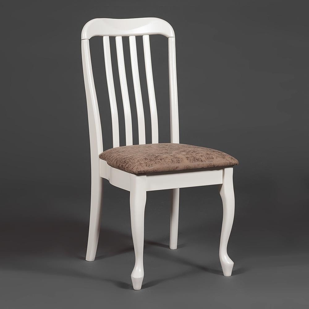 Стул Palermo/Палермо ( PM-SC2 ) дерево гевея, 44х55х97см, ivory white (слоновая кость 2-5), ткань античный коричневый 004-3 фото 6