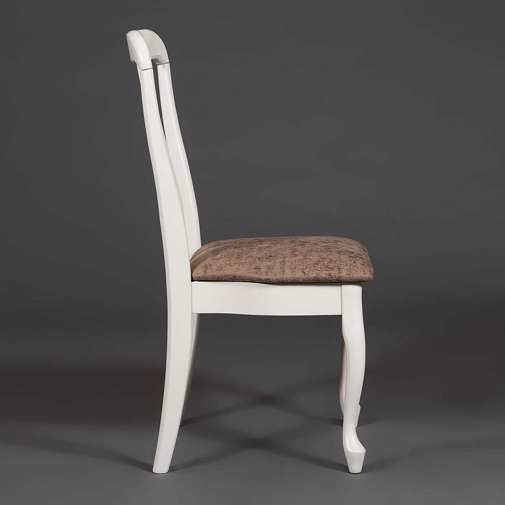 Стул Palermo/Палермо ( PM-SC2 ) дерево гевея, 44х55х97см, ivory white (слоновая кость 2-5), ткань античный коричневый 004-3 фото 7