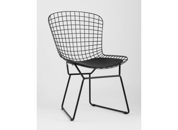 Стул обеденный Bertoia черный с черной подушкой 4 шт