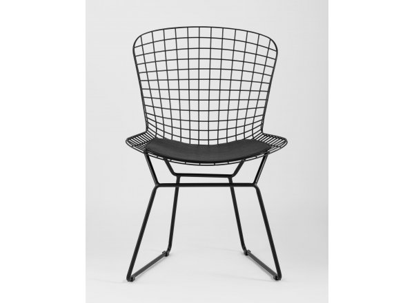 Стул обеденный Bertoia черный с черной подушкой 4 шт