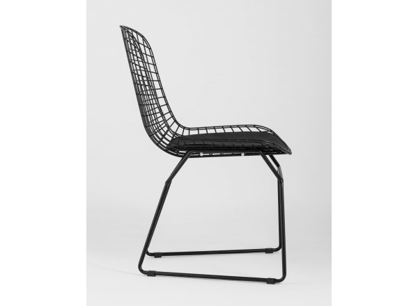 Стул обеденный Bertoia черный с черной подушкой 4 шт фото 6
