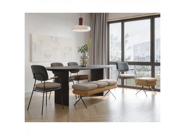 Стул pea, велюр, темно-серый/бежевый