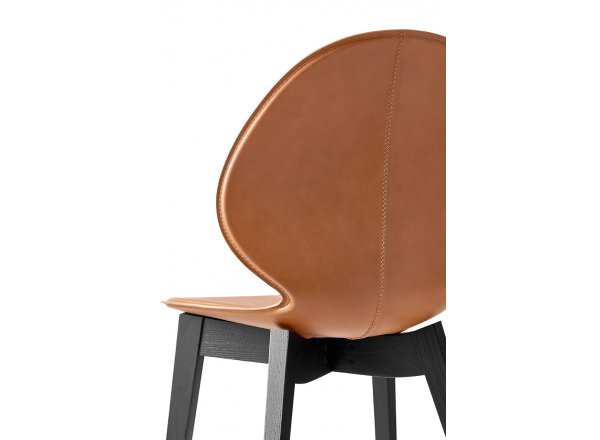 Стул BASIL CS/1348-LHS бук графит, экокожа коньячный