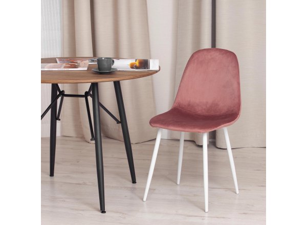 Стул Бриз/Breeze (мод.4724)/1 шт. в упаковке велюр/металл, 44х53х87см, коралловый (HLR44)/белый фото 19