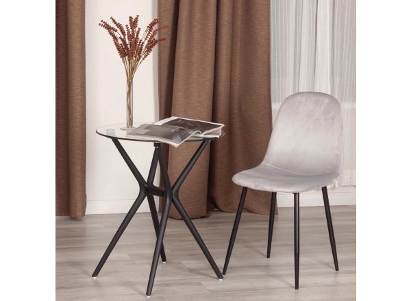 Стул Бриз/Breeze (мод.4724)/1 шт. в упаковке велюр/металл, 44х53х87см, светло-серый (HLR14)/черный фото 14