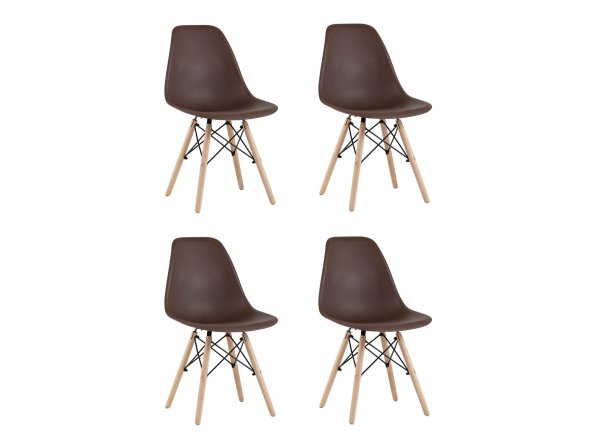 Стул Eames Style DSW коричневый x4 (разборный каркас)